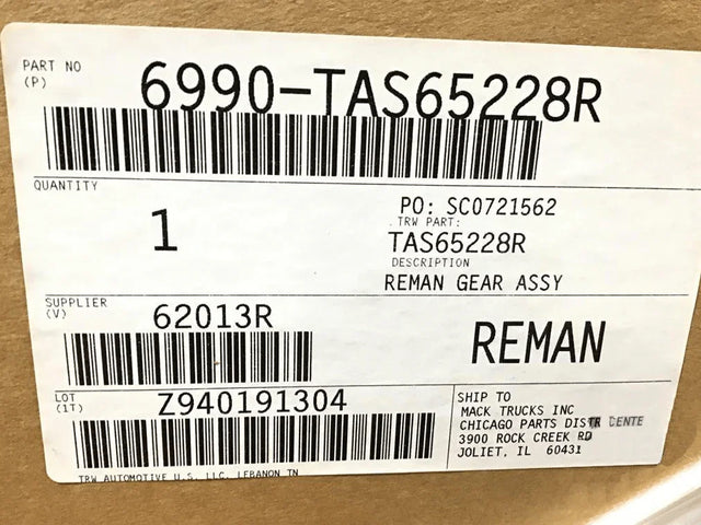6990-TAS65228R Genuine Volvo Steering Gear - Truck To Trailer