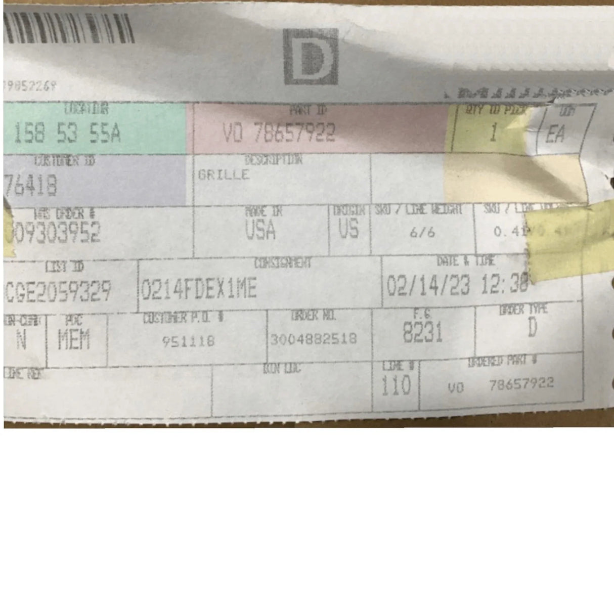 78657922 Genuine Volvo Grille - Truck To Trailer