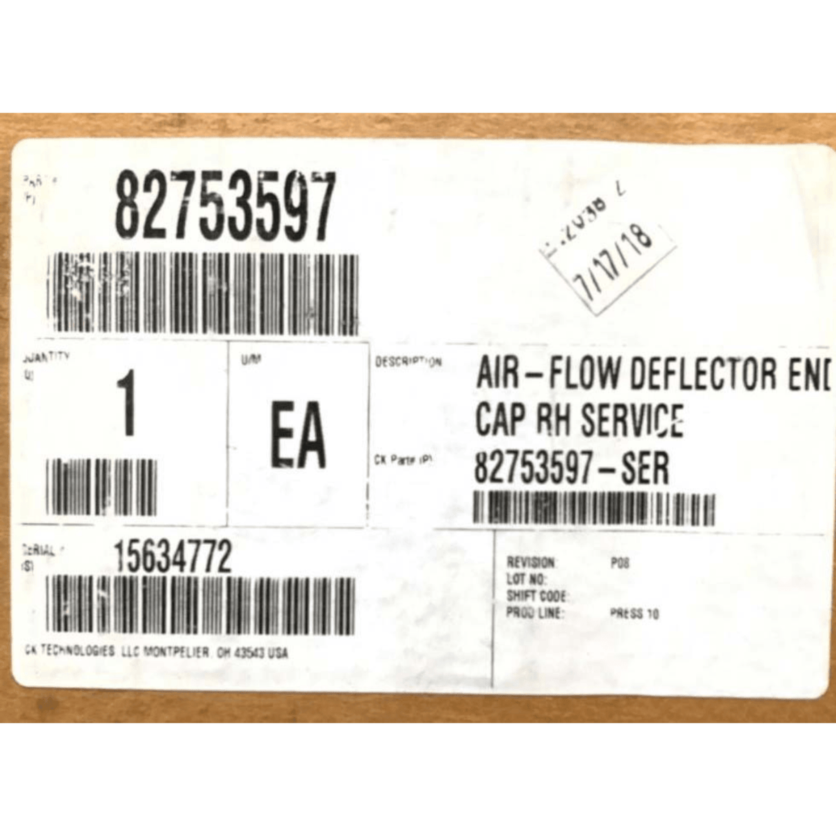 82753597 Genuine Mack Air-Flow Deflector - Truck To Trailer