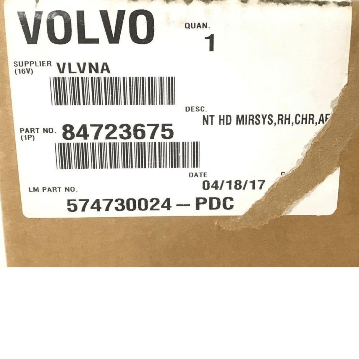 84723675 Genuine Volvo Mirror Hood RH - Truck To Trailer