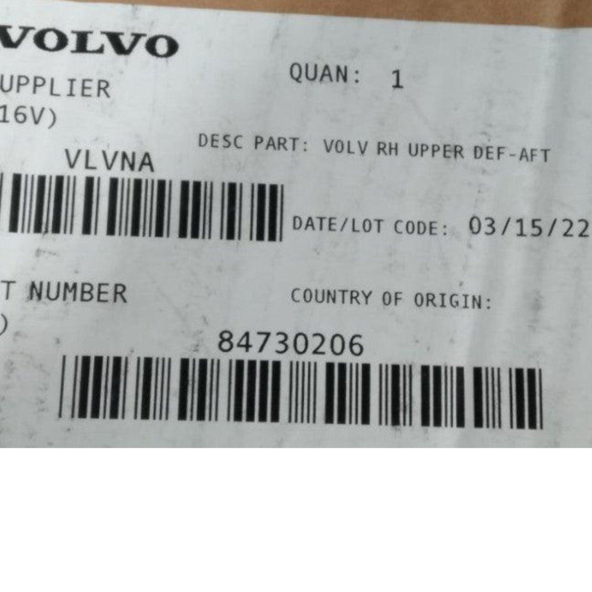 84730206 Genuine Volvo Deflector - Truck To Trailer