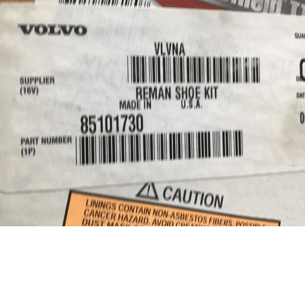 85101730 Genuine Volvo Brake Shoe Kit - Truck To Trailer