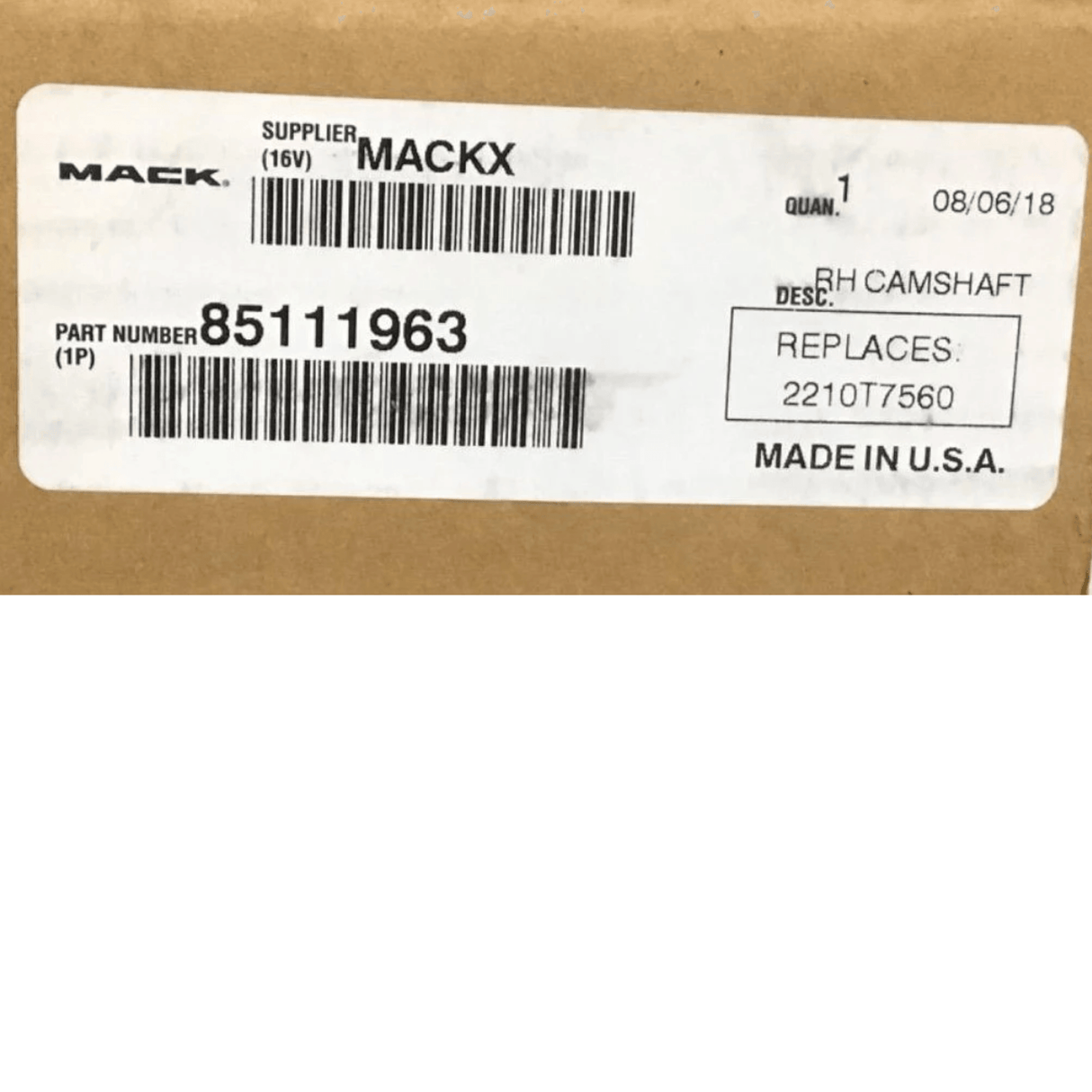 85111963 Genuine Mack Camshaft - Truck To Trailer