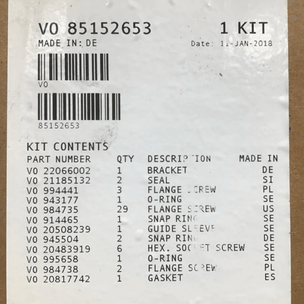 85152653 Genuine Volvo Timing Gear Plate - Truck To Trailer