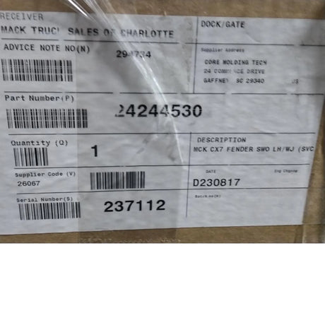 24244530 Genuine Mack Fender - Truck To Trailer