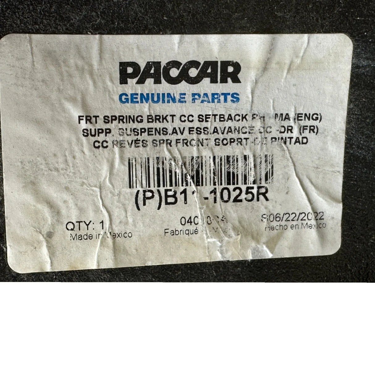 B11-1025R Genuine Paccar Front Right Side Spring Bracket - Truck To Trailer