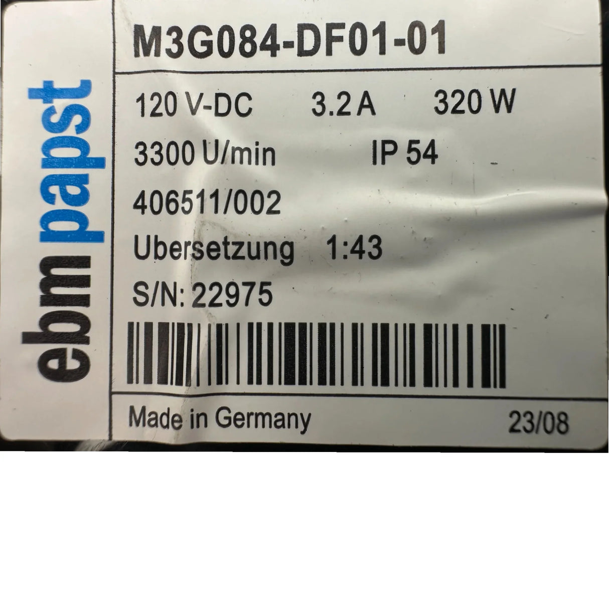 M3G084-DF01-01 Ebmpapst Motor 320W - Truck To Trailer