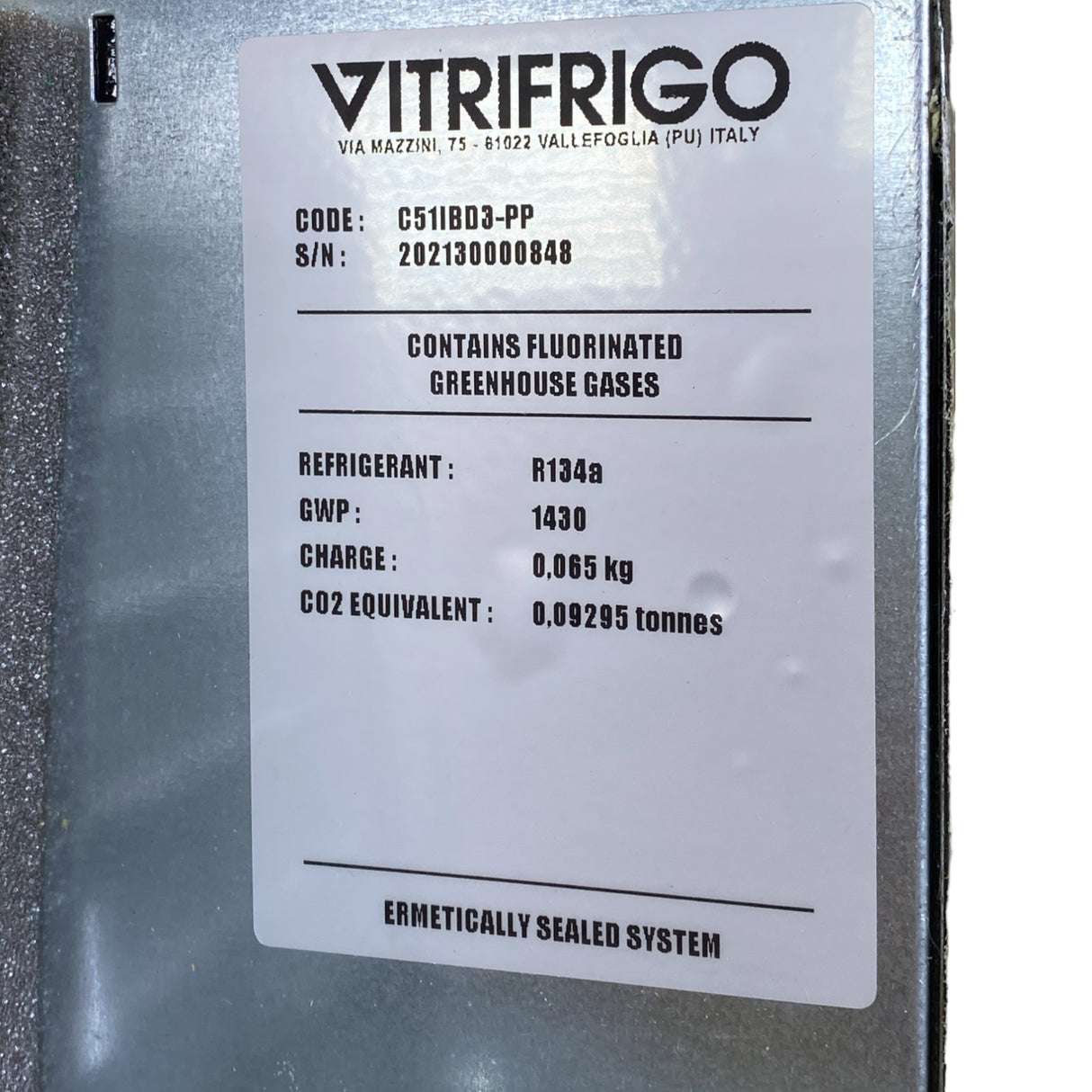 VF51 Pana Pacific Vitrifrigo Refrigerator For Kenworth