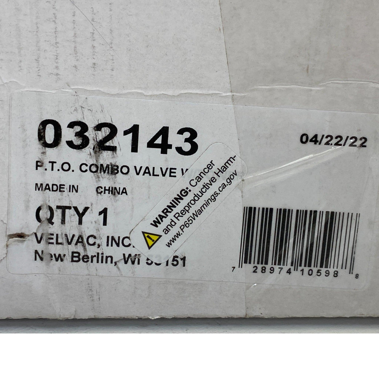 032143 Velvac PTO Power Take Off Combo Valve - Truck To Trailer