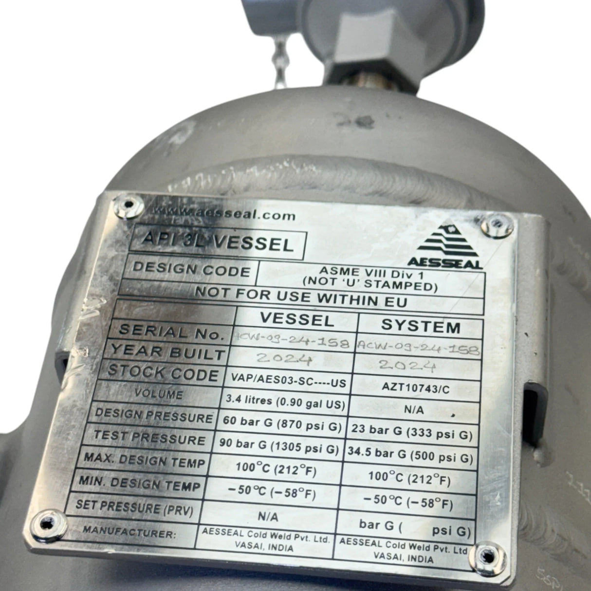 VAP/AES03-SC Aesseal API 3L Vessel - Truck To Trailer