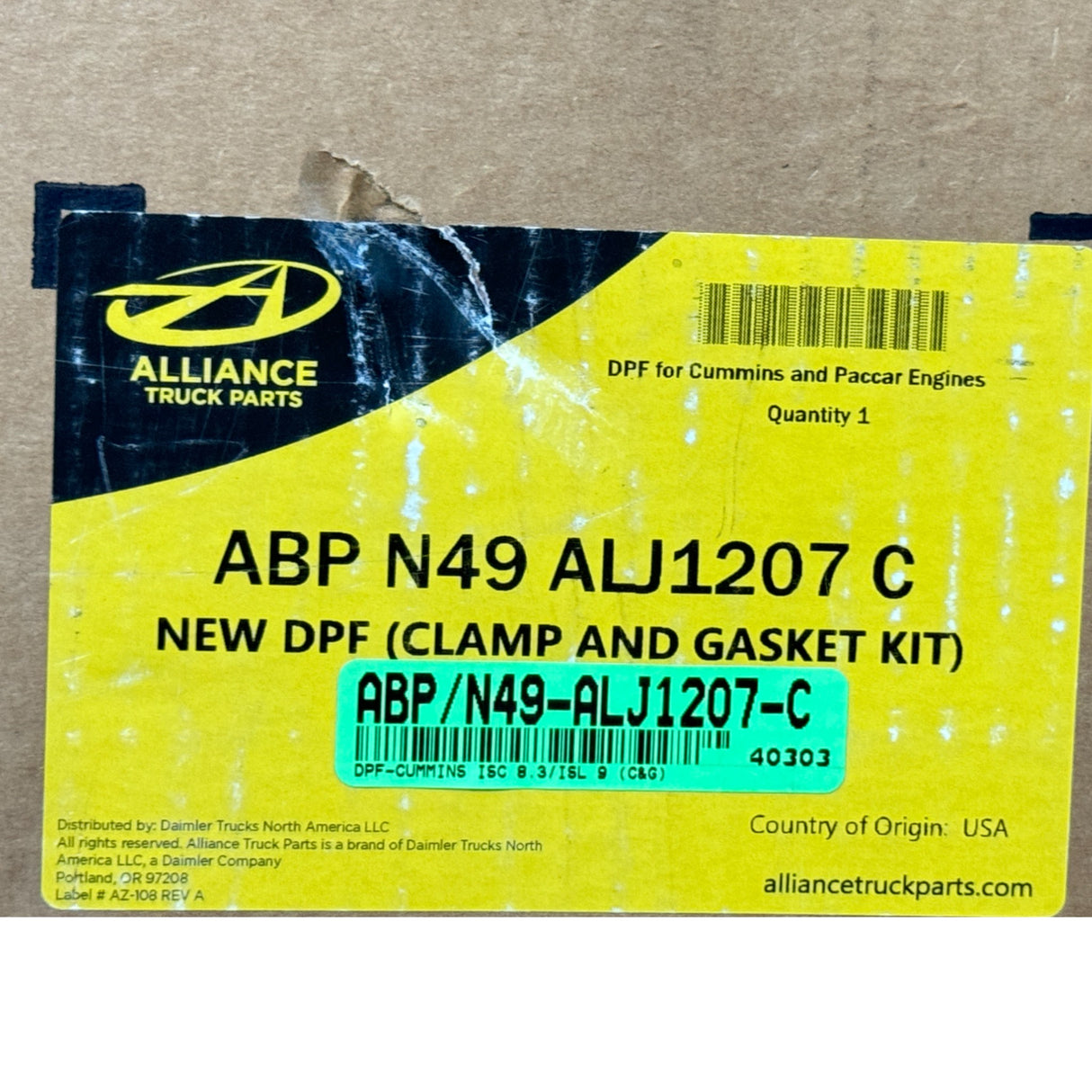 N49-ALJ1207-C Genuine Alliance DPF Diesel Particulate Filter