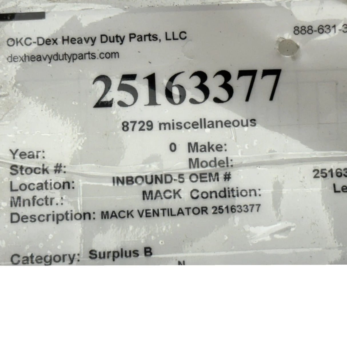 25163377 Genuine Volvo Frame Ventilator Assembly - Truck To Trailer