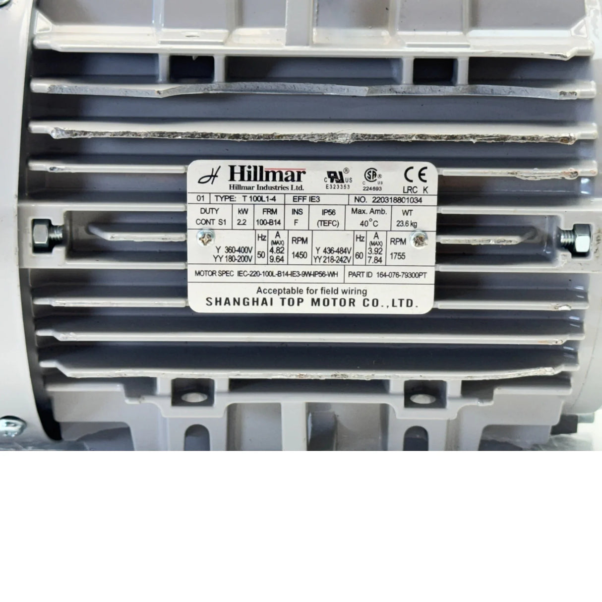 T-100L 1-4 Genuine Hillmar Electric Motor 200/400V 2.2KW - Truck To Trailer