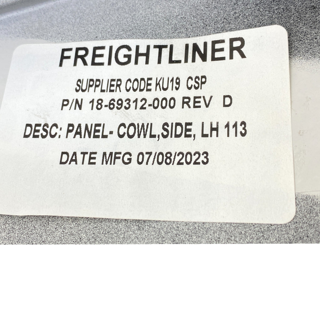 18-69312-000 Genuine Freightliner Left Side Cowl Panel