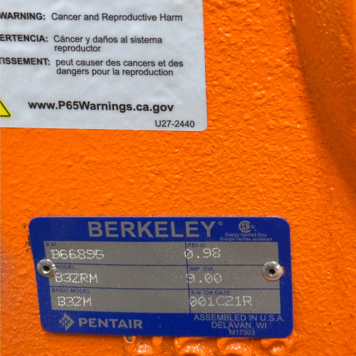 B66895 Berkeley Truck Water Pump