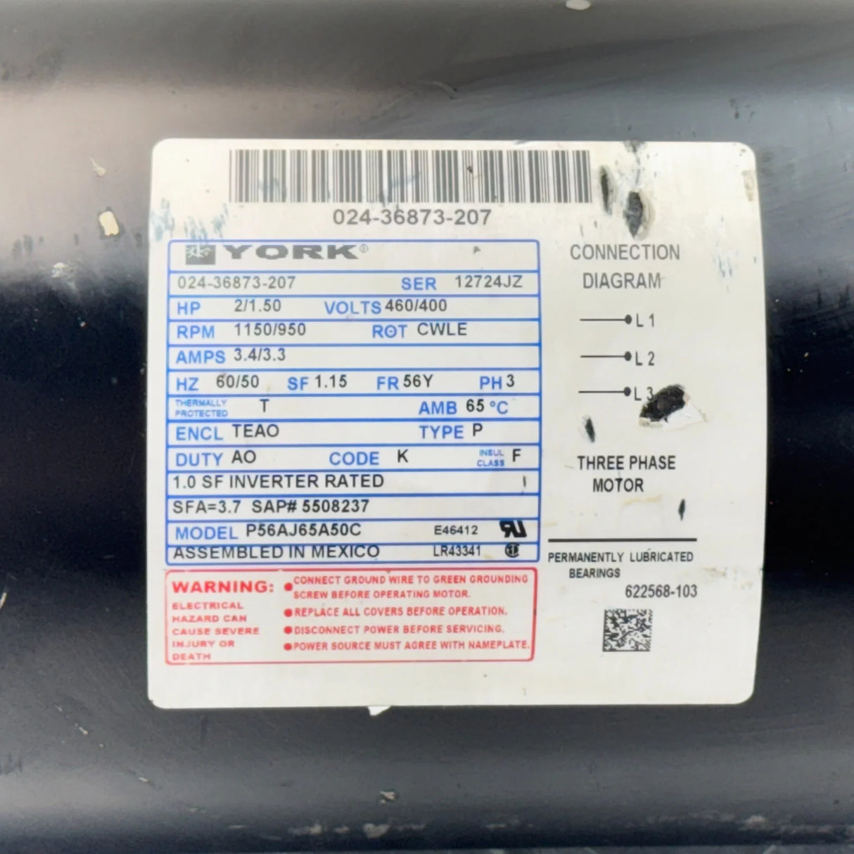 P56AJ65A50C Genuine York Fan Motor - Truck To Trailer