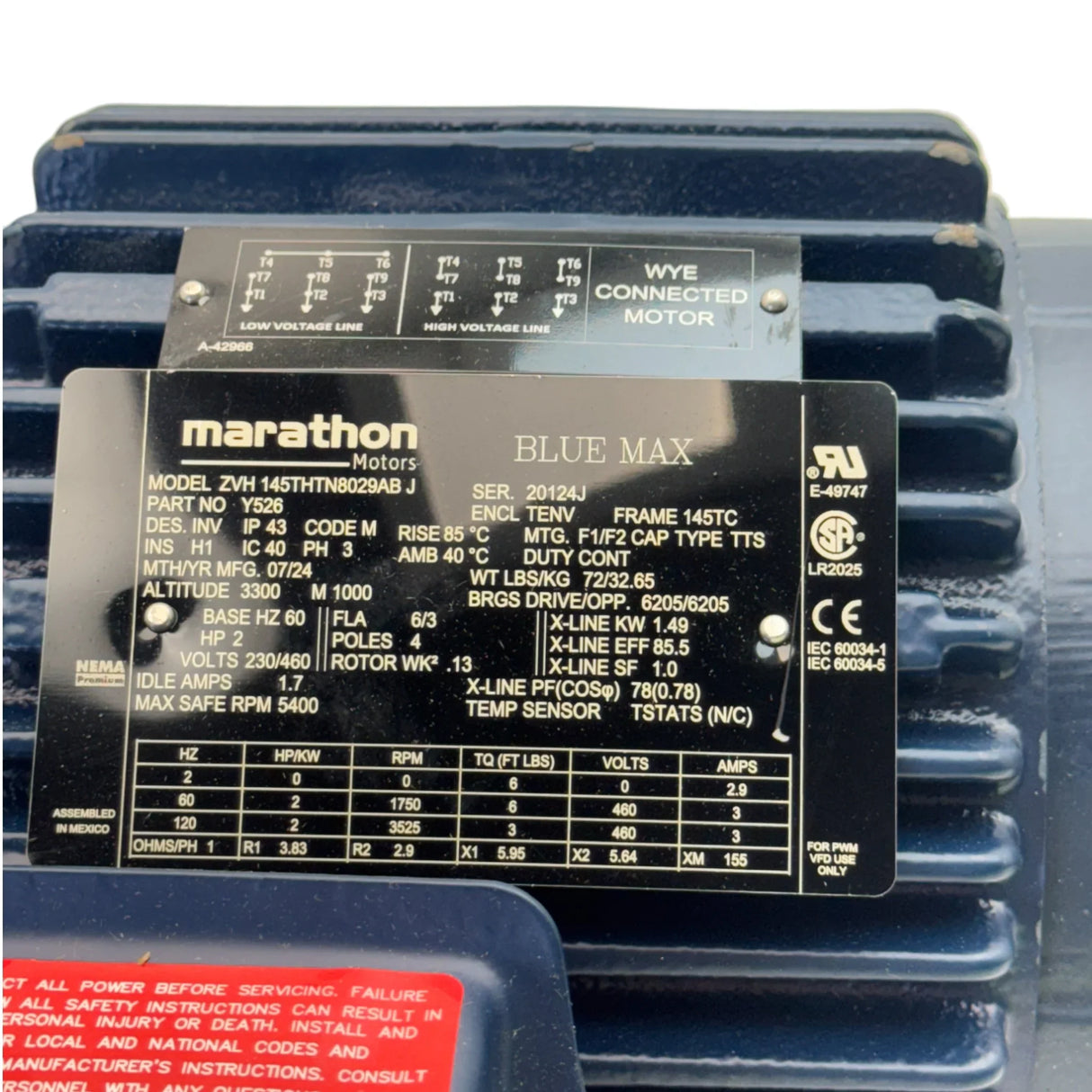 Y526 Marathon Electric Motor 230/460V - Truck To Trailer