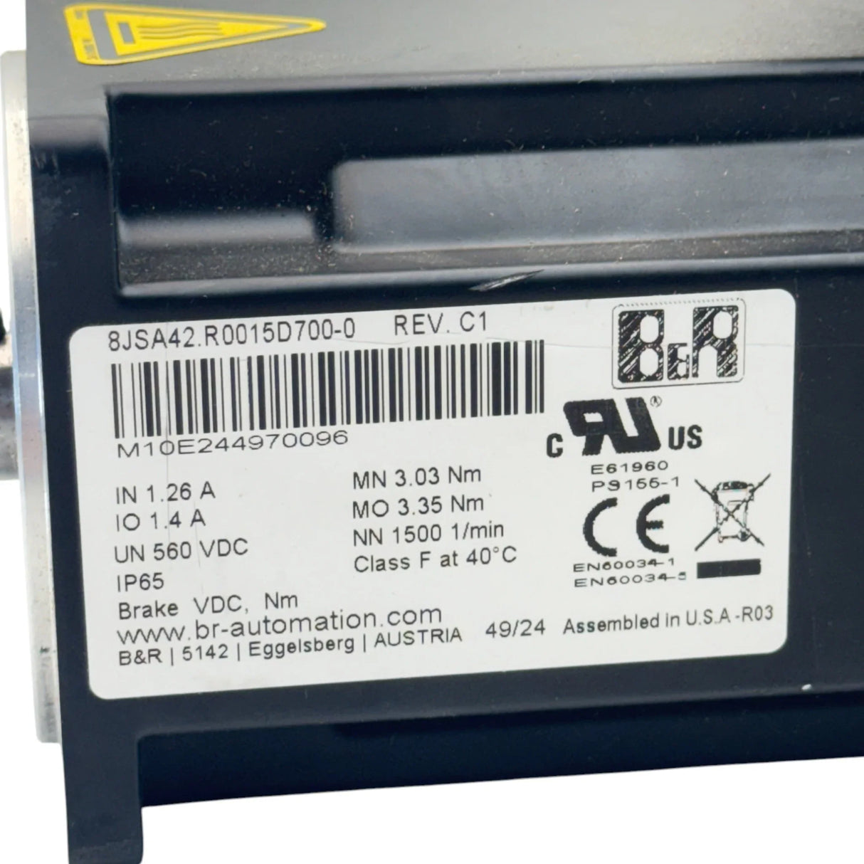 8JSA42.R0015D700-0 B&R Synchronous Motor 560 VDC