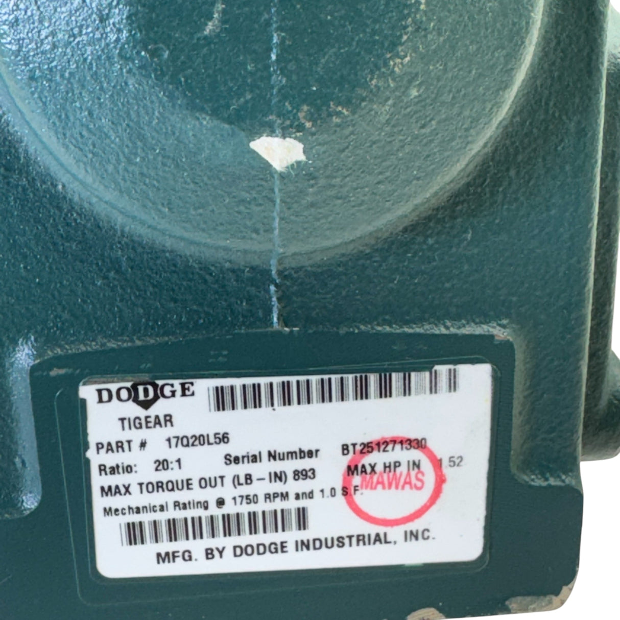 17Q20L56 Genuine Dodge Right Angle Worm Gear Speed Reducer