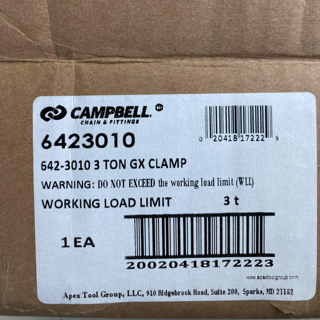 6423010 Campbell GX 3 Ton Lifting Clamp - Truck To Trailer