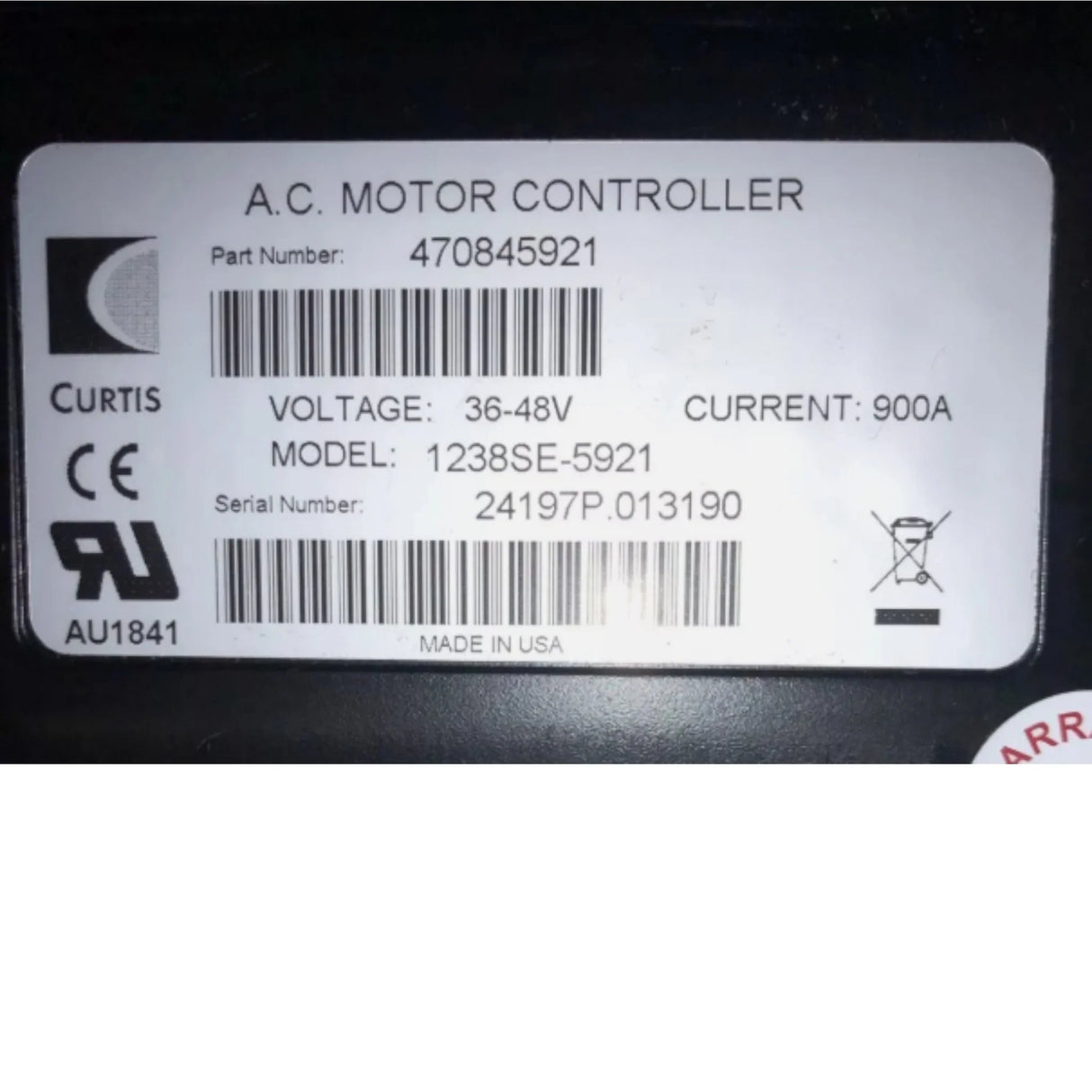 1238SE-5921 Curtis AC Motor Controller - Truck To Trailer