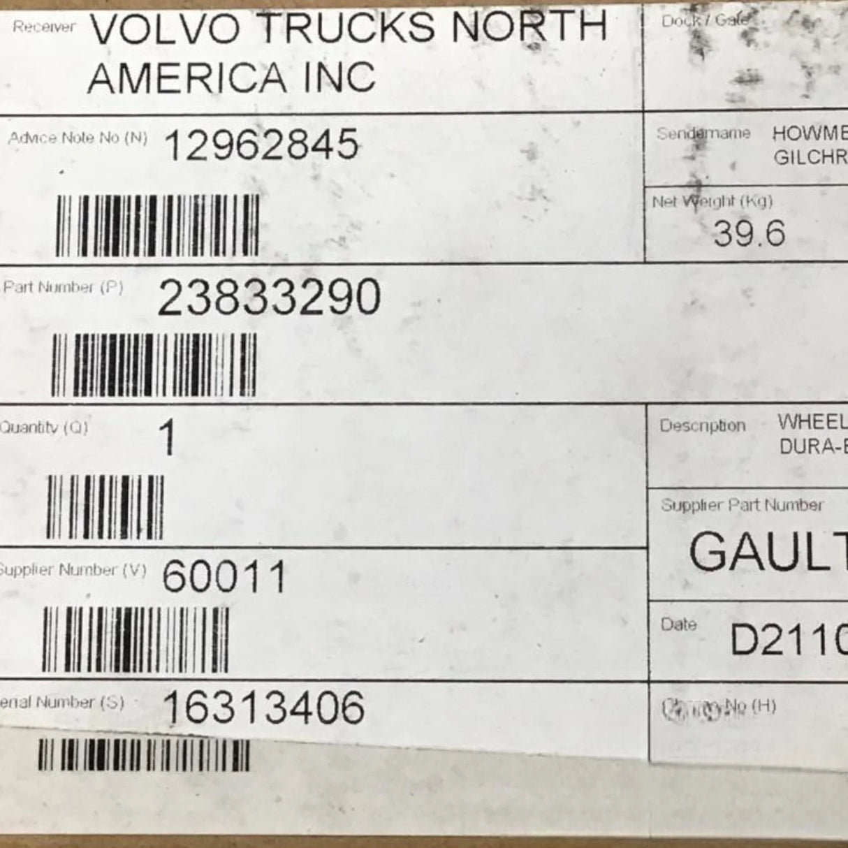 23833290 Genuine Mack Disc Wheel - Truck To Trailer