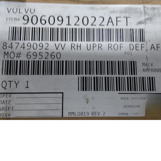 84749092 Genuine Mack Air Deflector - Truck To Trailer