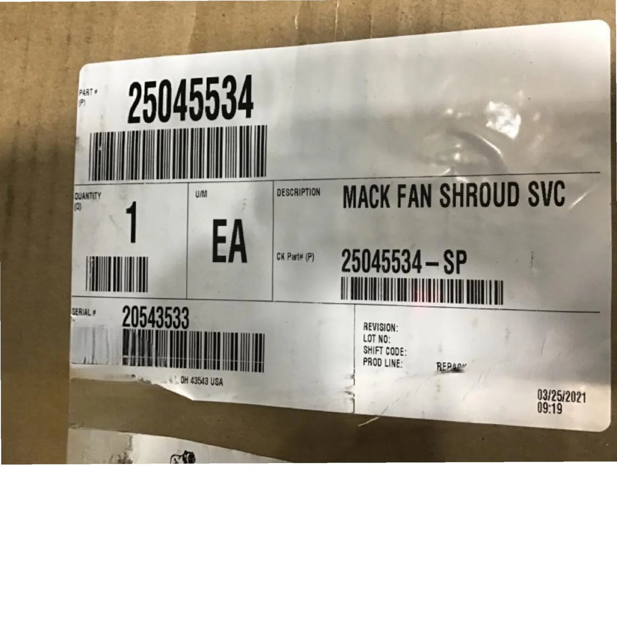 25045534 Genuine Volvo Fan Shroud - Truck To Trailer