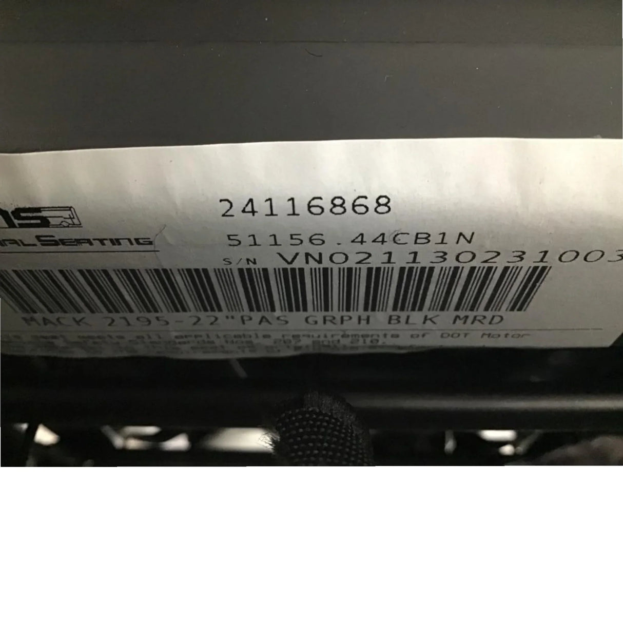 24116868 Genuine Mack Seat - Truck To Trailer