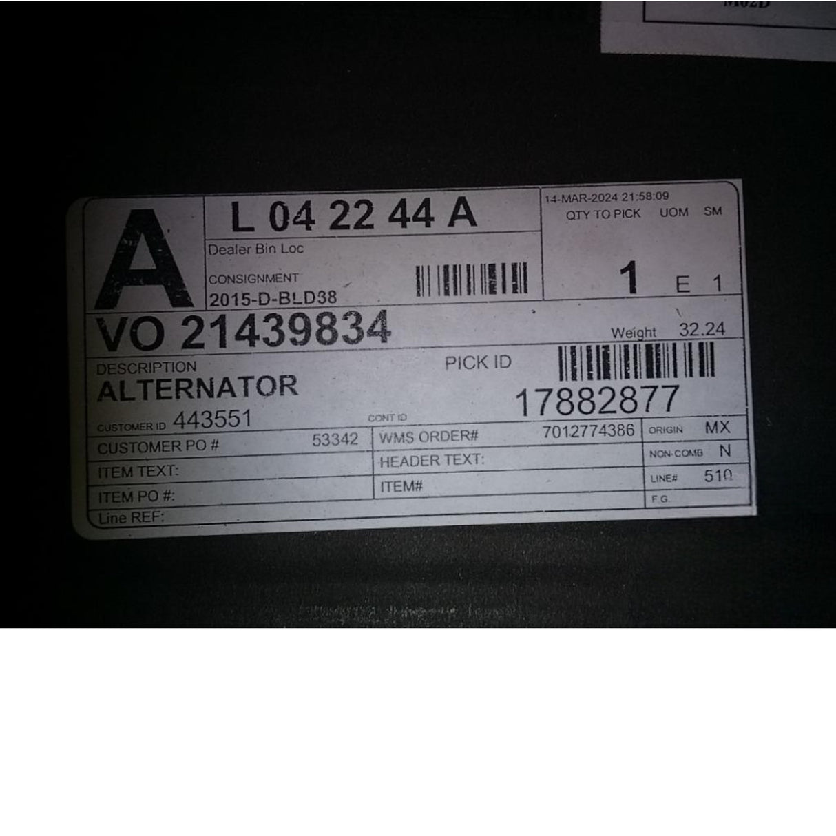 21439834 Genuine Volvo Alternator