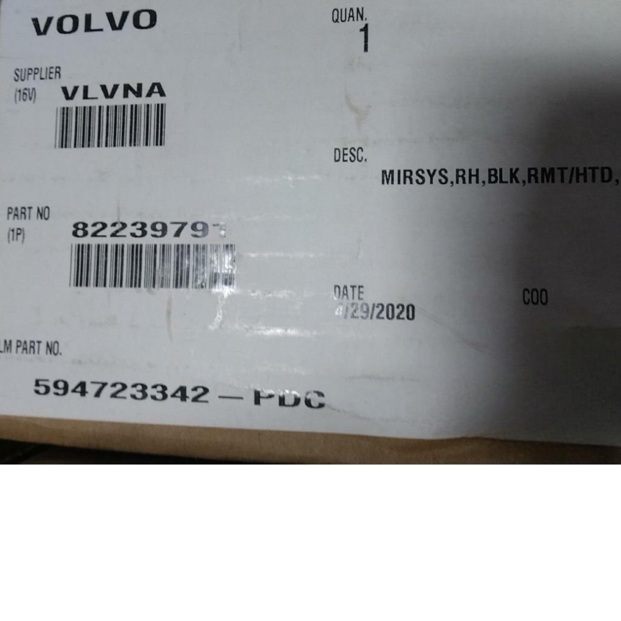 82239791 Genuine Volvo Rear-View Mirror