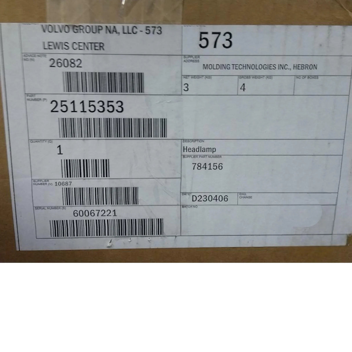 25115353 Genuine Mack Panel - Truck To Trailer