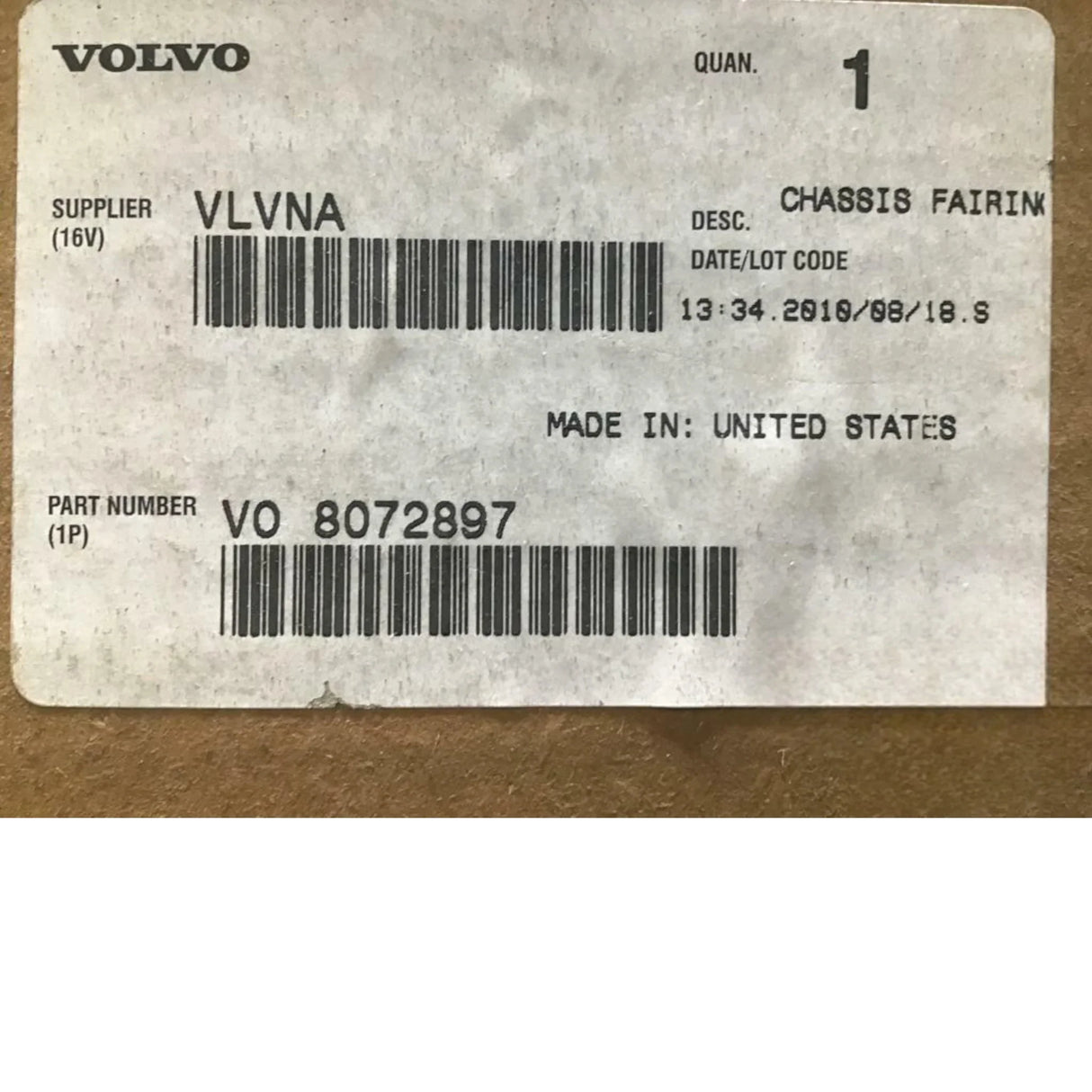 8072897 Genuine Volvo Chassis Fairing - Truck To Trailer