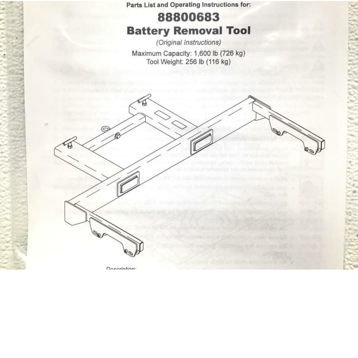 88800683 Genuine Mack Lifting Tool