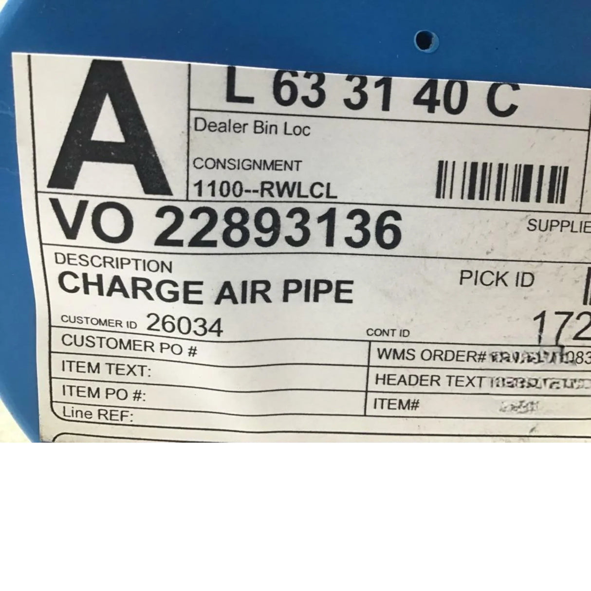 22893136 Genuine Volvo Charge Air Pipe - Truck To Trailer