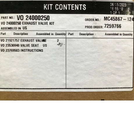 24000250 Genuine Volvo Exhaust Valve Kit - Truck To Trailer