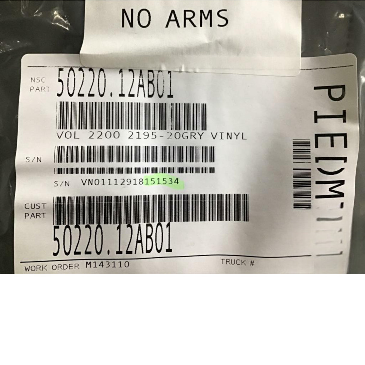 20407292 Genuine Mack Seat