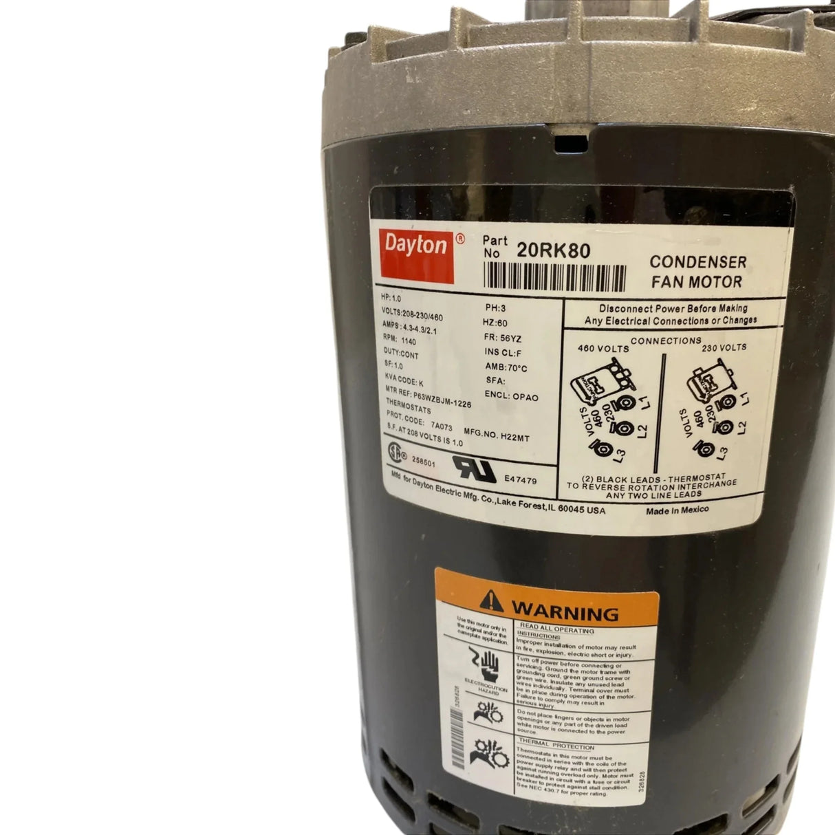 20RK80 Dayton Condenser Fan Motor 1HP 1,140 RPM - Truck To Trailer