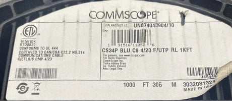 CS34P BLU C6 4/23 F/UTP RL 1KFT Commscope Cable 1000FT - Truck To Trailer