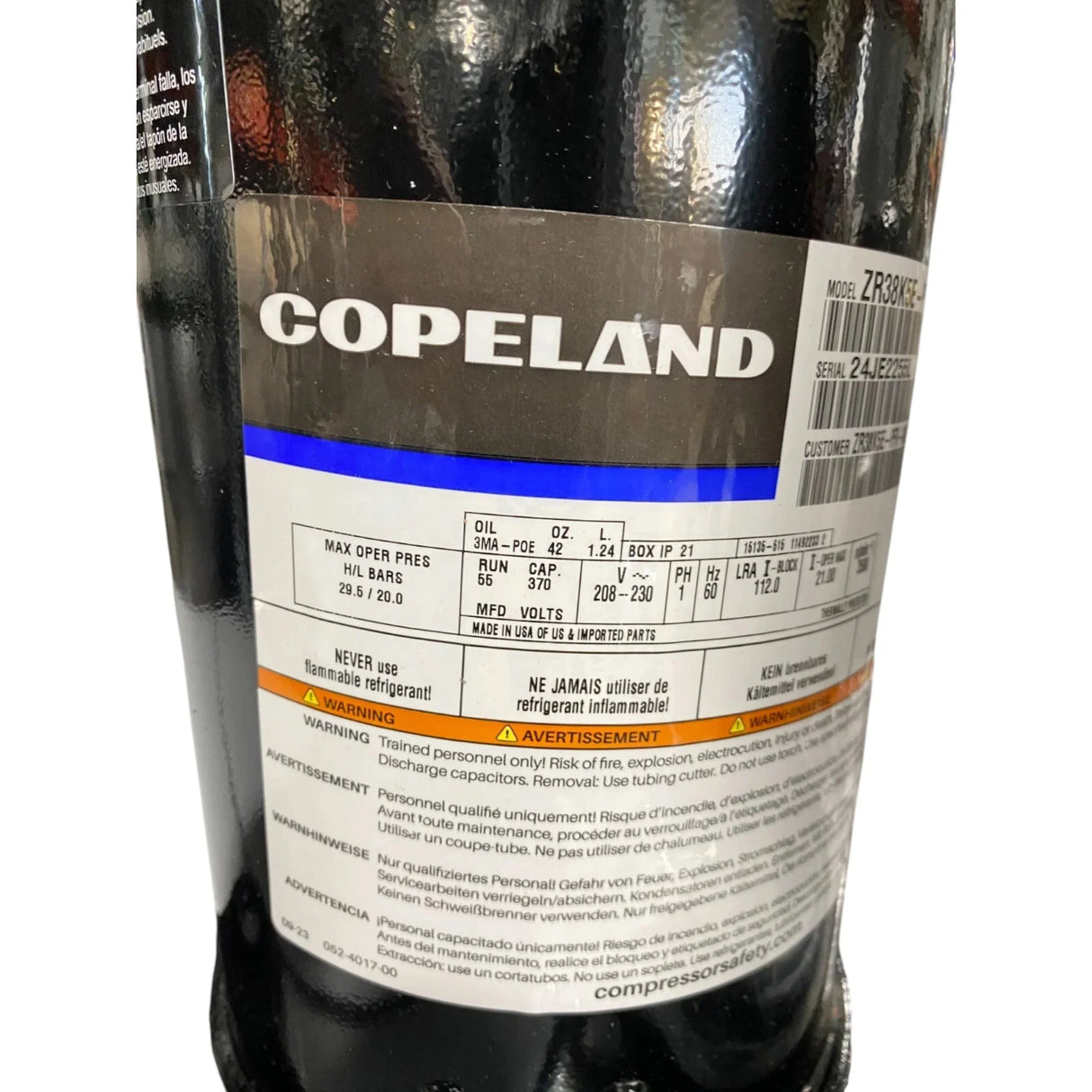 ZR38K5E-PFV-800 Genuine Copeland Scroll Compressor - Truck To Trailer