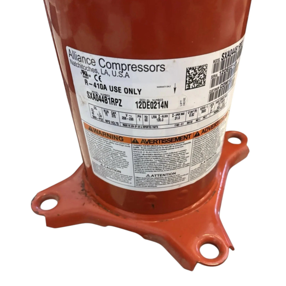 SXA044B1RPZ Alliance Scroll Compressor - Truck To Trailer