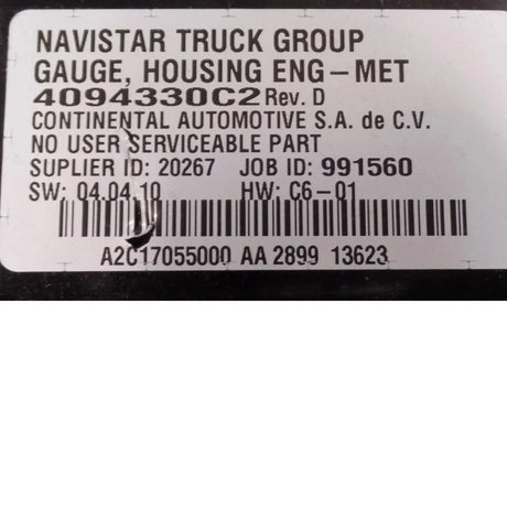 4094330C2 Genuine International Cluster Housing Instrument - Truck To Trailer