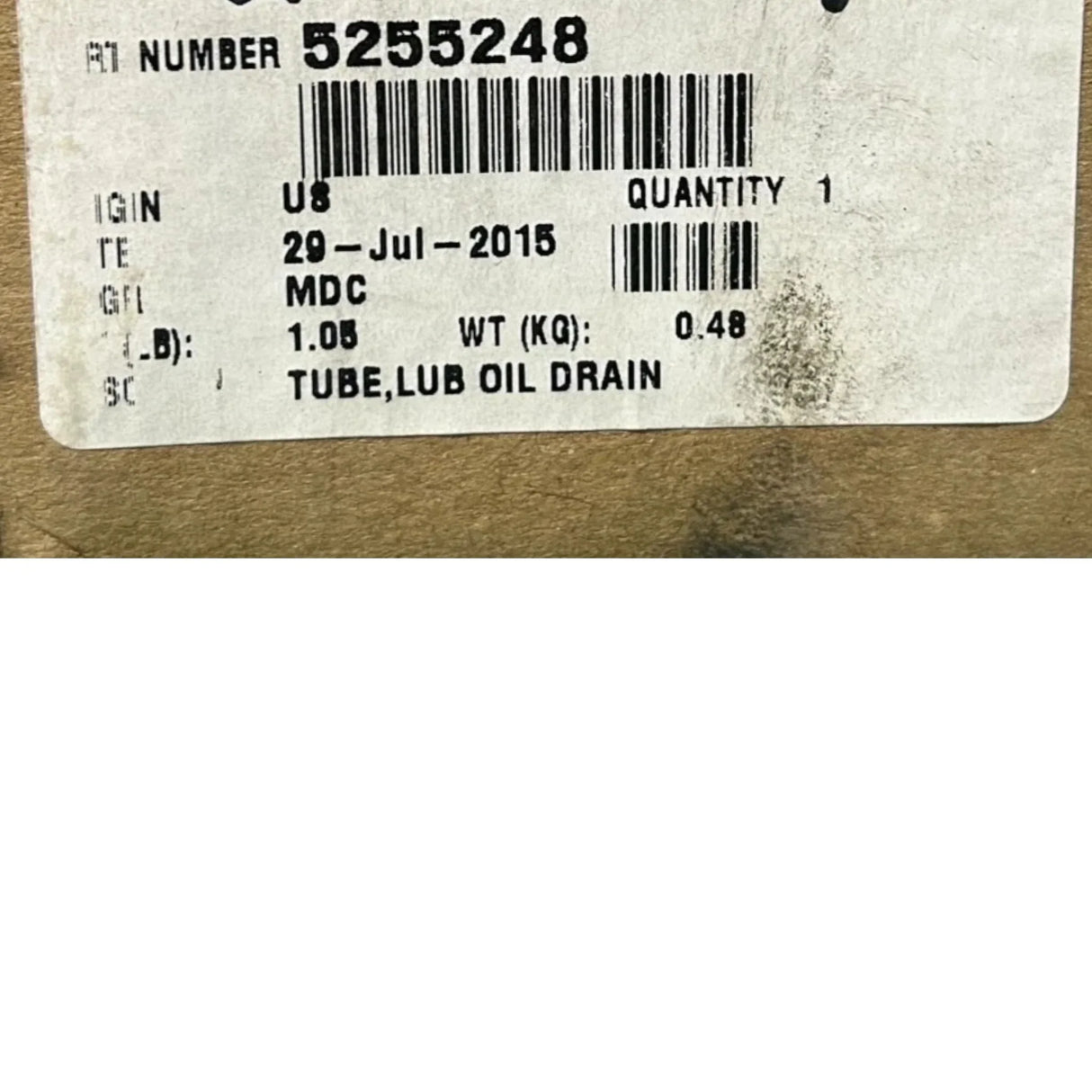 5255248 Genuine Cummins Lubricating Oil Drain Tube