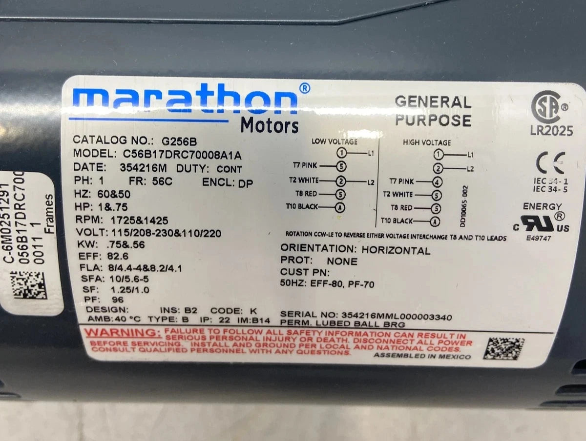 056B17DRC70008A1 Genuine Marathon General Purpose Motor 115/230V
