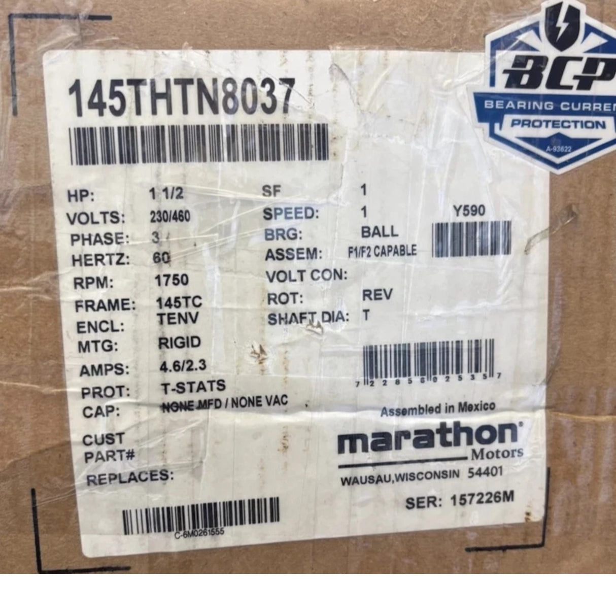 145THTN8037 Genuine Marathon Encoder Motor 230/460V