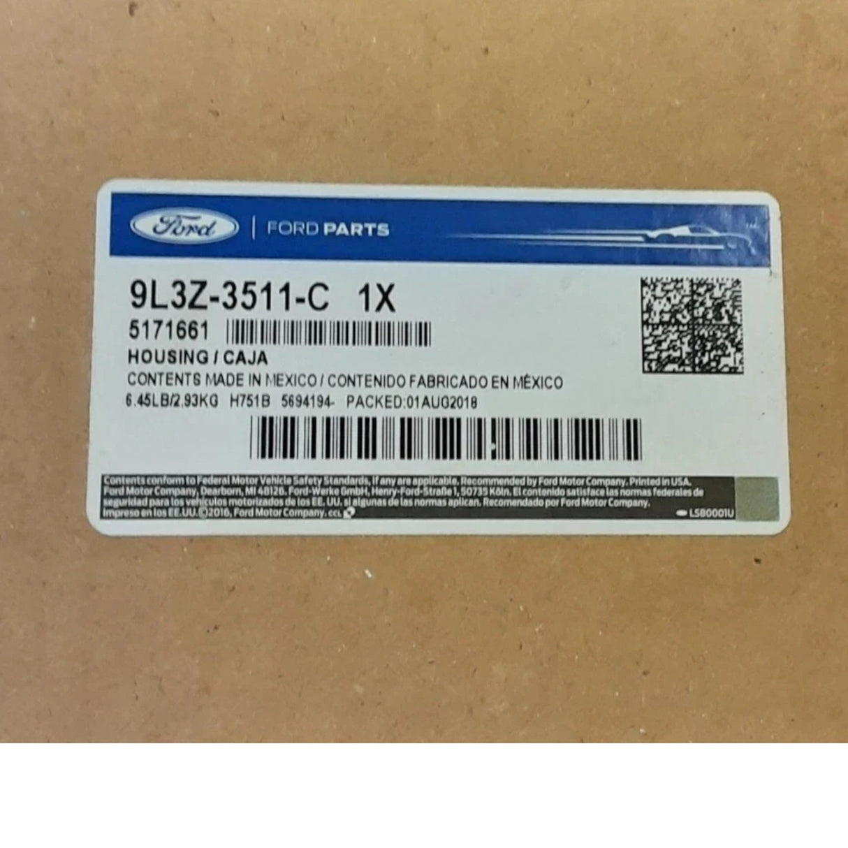 9L3Z-3511-C Genuine Ford Steering And Ignition Lock Housing
