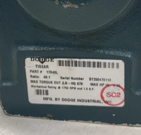 17S40L Genuine Dodge Worm Gear Speed Reducer