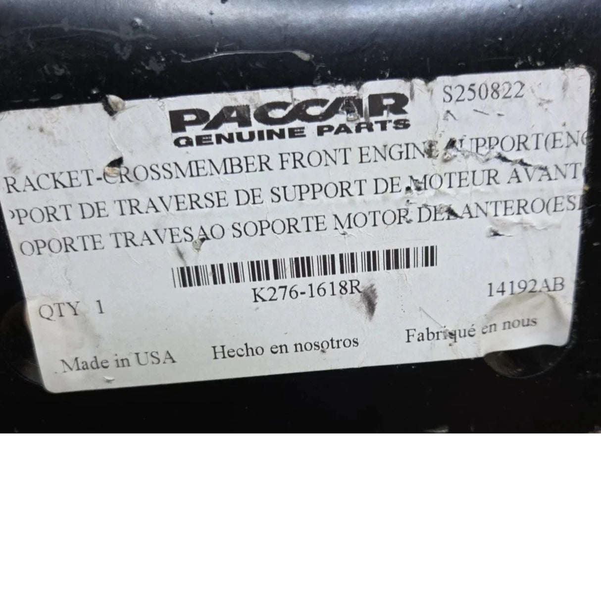 K276-1618 Genuine Paccar Right Front Engine Support Crossmember Bracket