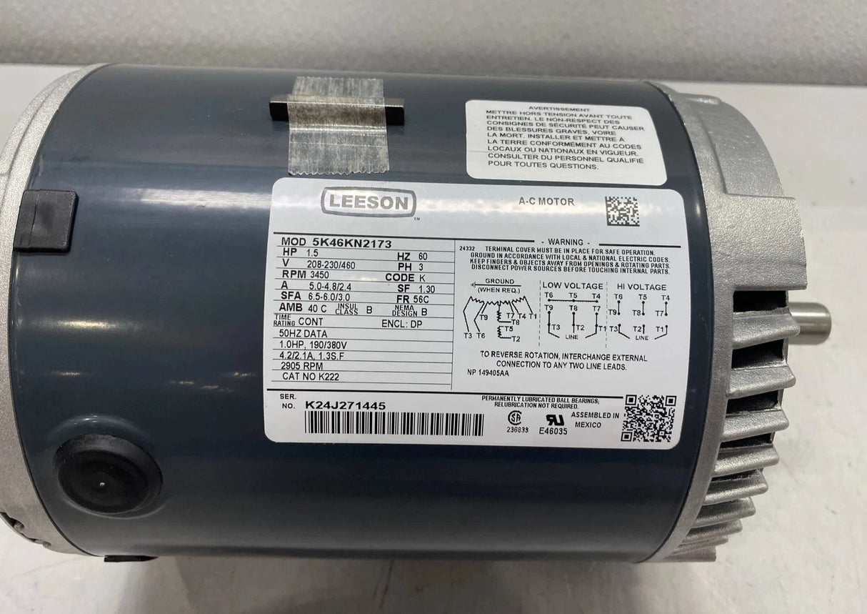 5K46KN2173 Genuine Leeson Fan And Blower Motor 208-230/460V