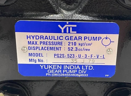 PG2S-523-U-3-F-V-L Yuken Industrial Hydraulic Gear Pump